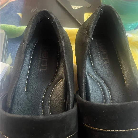 Born Womens Size 7 Bailie Black Suede Leather Casual Slip On Closed Back Clogs - Picture 5 of 6